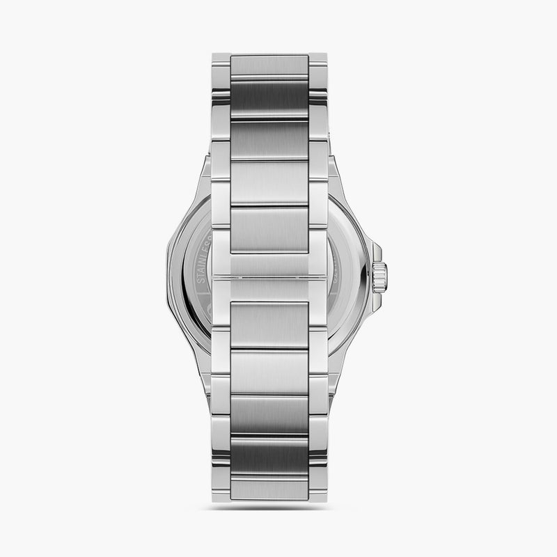 OMAX ساعة أومكس للرجال باللون الفضي مع قرص برتقالي - Image 3